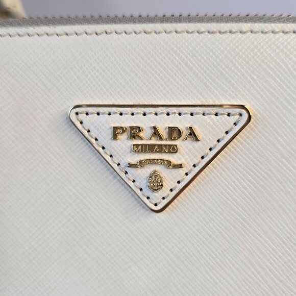 Prada Galleria MM Off-White Saffiano Leather Tote | Strap + Entrupy | Rank A - Picture 3 of 16